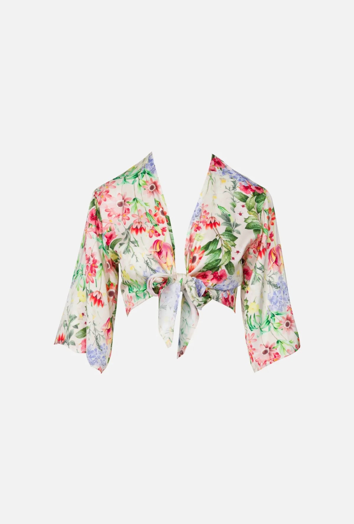 Coprispalle rouches stampa Flower panna