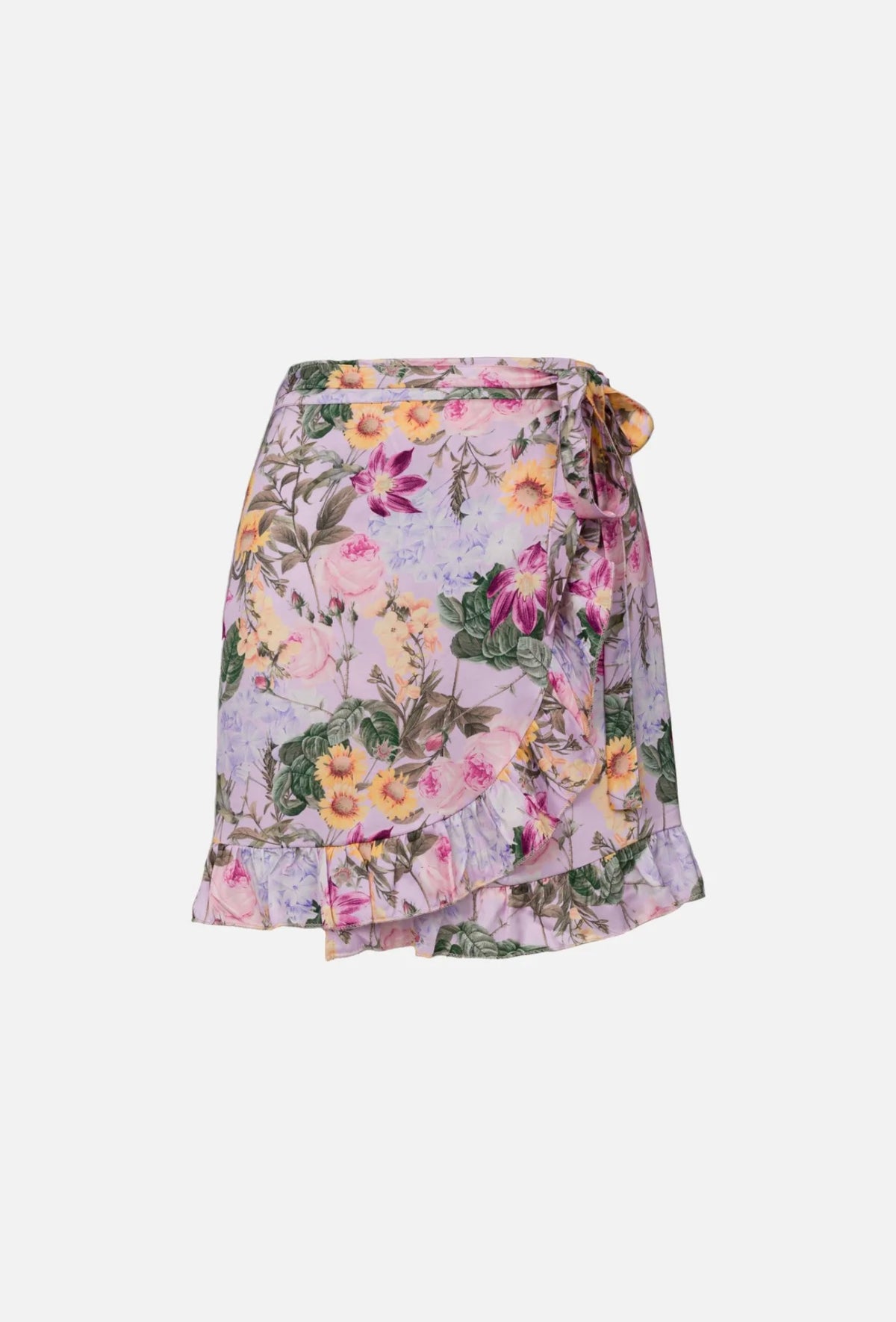 Gonna rouches stampa Flower lilla
