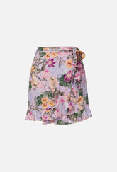 Gonna rouches stampa Flower lilla