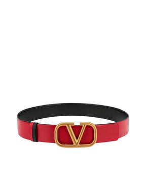 VALENTINO Cintura VLOGO reversibile nera rossa