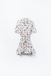 Q2 Abito a camicia corto con stampa di ciliegie