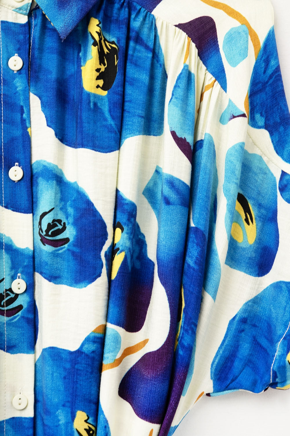 Abito floreale Bliss nelle tonalità blu ciano e giallo