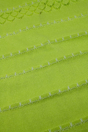 Abito midi senza maniche color lime con scollo a V e design all'uncinetto