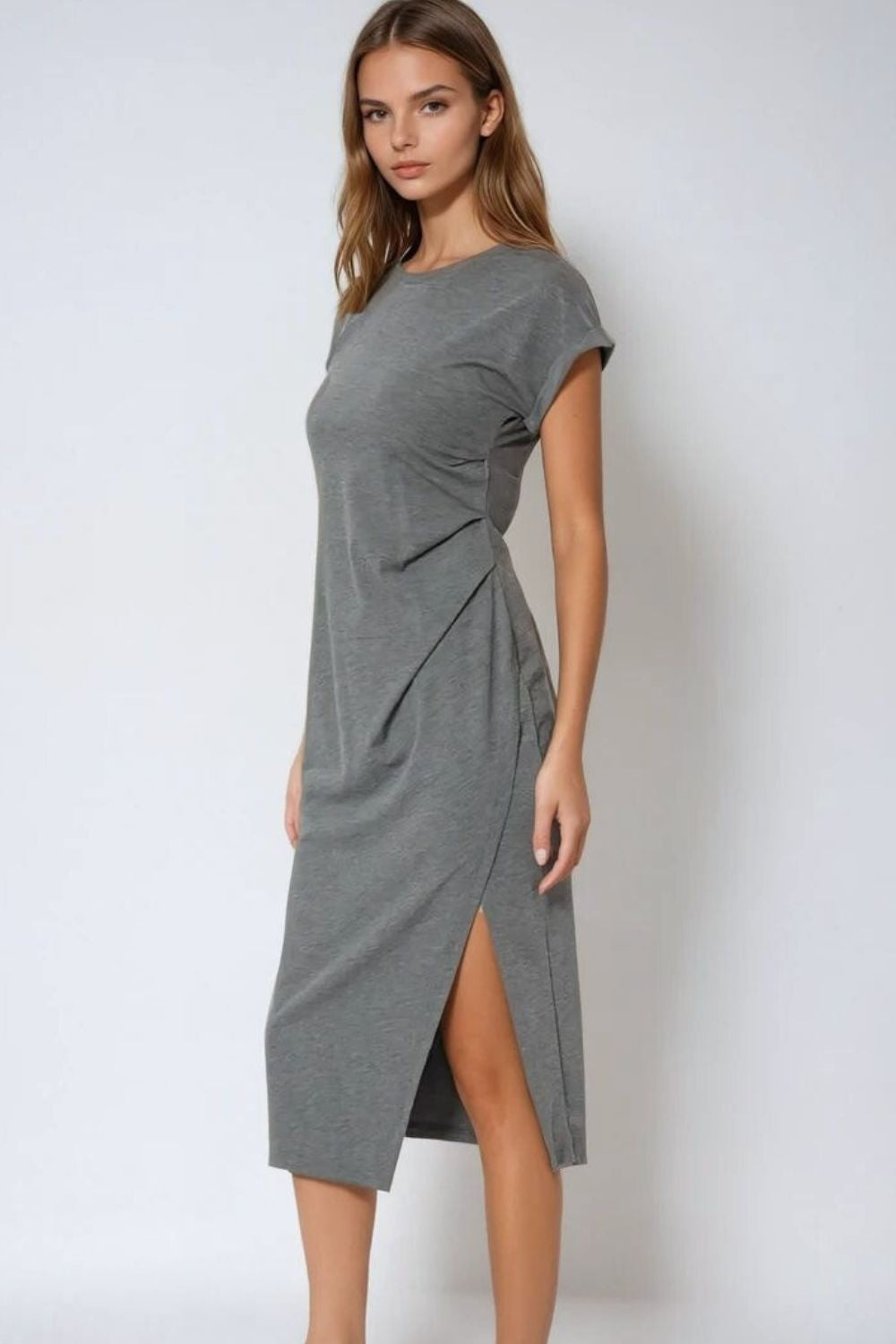 Q2 Abito senza maniche in tencel stretch grigio