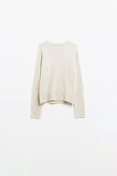 Q2 Accogliente maglione basic a girocollo in crema