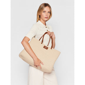 EMPORIO ARMANI borsa con pochette interna in corda color crema