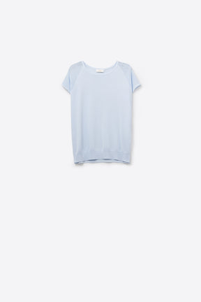 Q2 baby Maglione blu a maniche corte con maglia sulla spalla