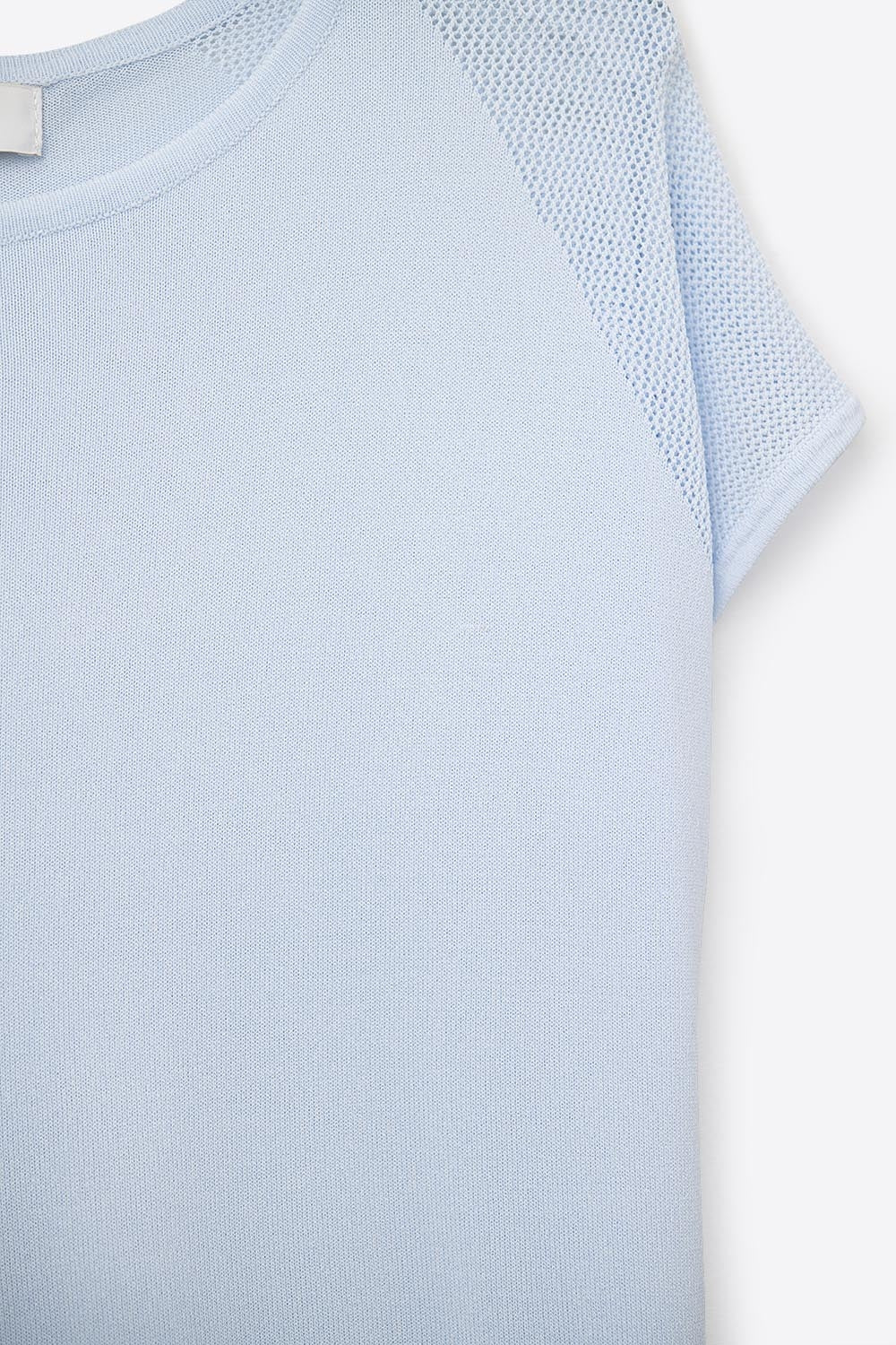 baby Maglione blu a maniche corte con maglia sulla spalla