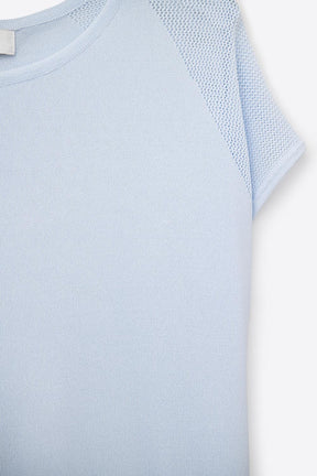 baby Maglione blu a maniche corte con maglia sulla spalla