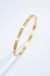 Bracciale rigido in acciaio inossidabile con strass: Oro giallo