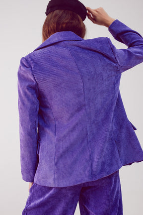 Blazer con bottoni vintage in velluto viola