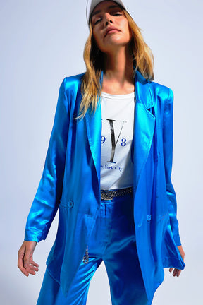 Blazer di raso color blu acceso