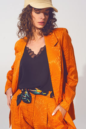 Blazer oversize con stampa zebrata in arancione