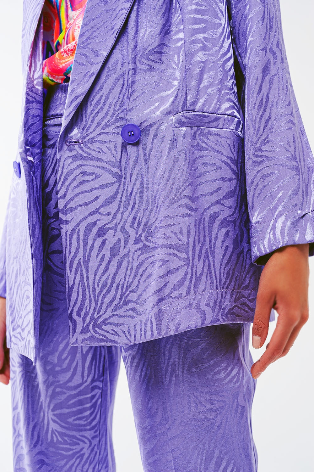 Blazer oversize con stampa zebrata in viola