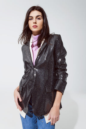 Blazer rilassato con paillettes Party in argento