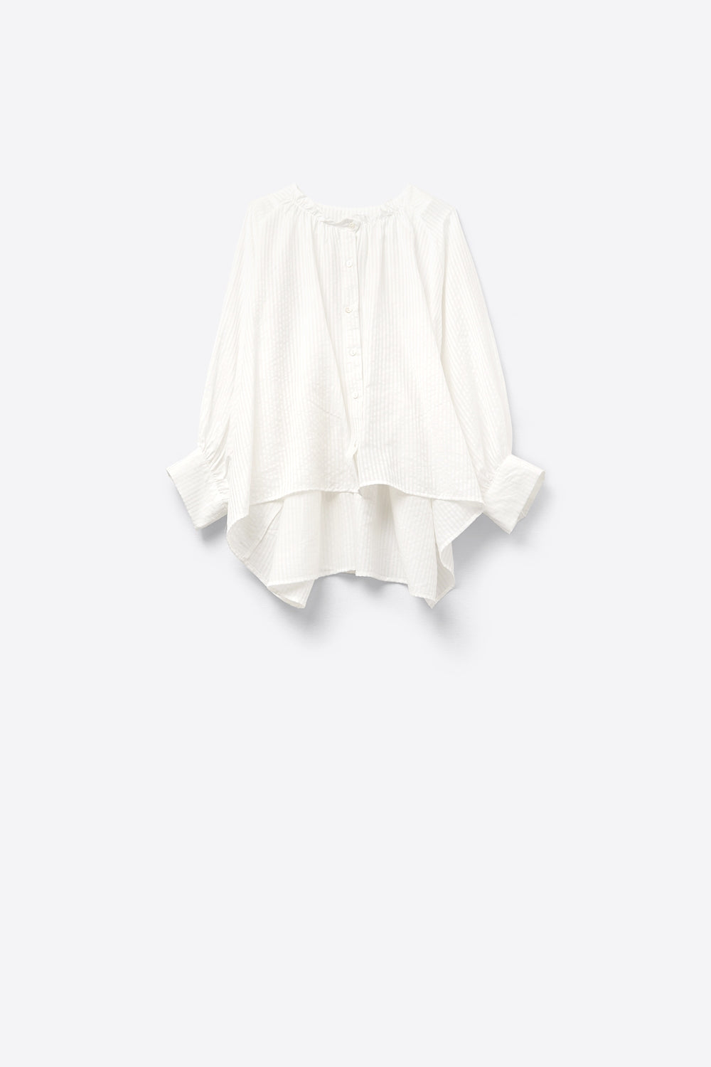Q2 Blusa a righe con maniche a palloncino in bianco