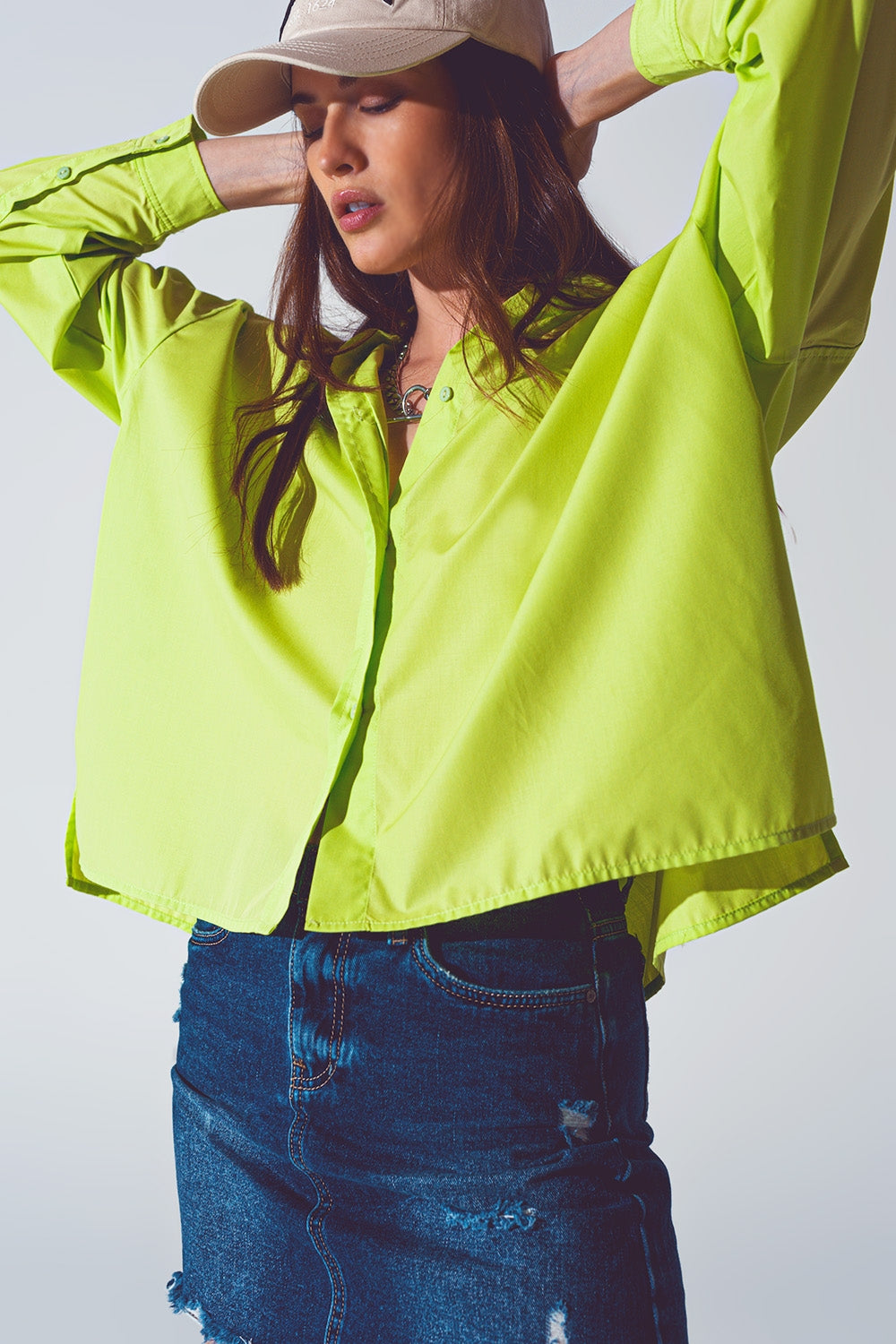 Q2 Blusa ampia in verde lime