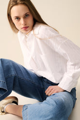 Q2 Blusa bianca a righe rilassata