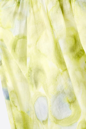 blusa di chiffon stampata verde con maniche a palloncino
