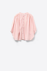 Q2 blusa sciolta in quadretti vichy rosa chiaro