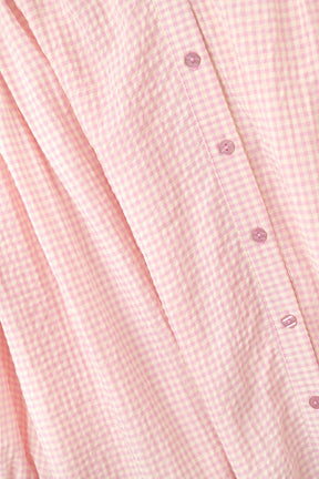 blusa sciolta in quadretti vichy rosa chiaro