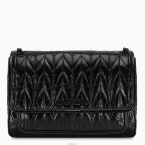 MIU MIU Borsa tracolla matelassé nera in pelle shine