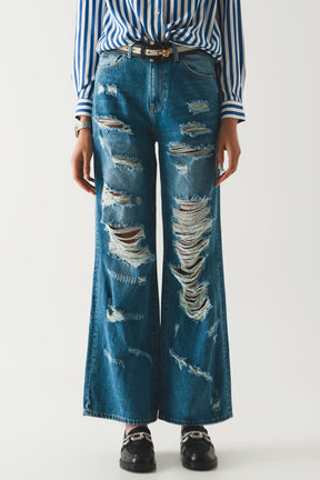 boyfriend jeans distrutti in blu