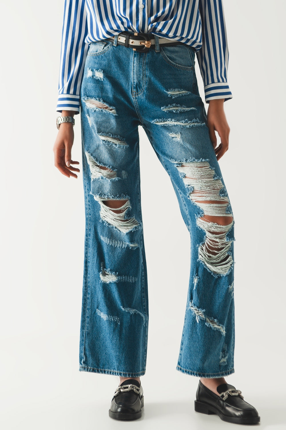 boyfriend jeans distrutti in blu