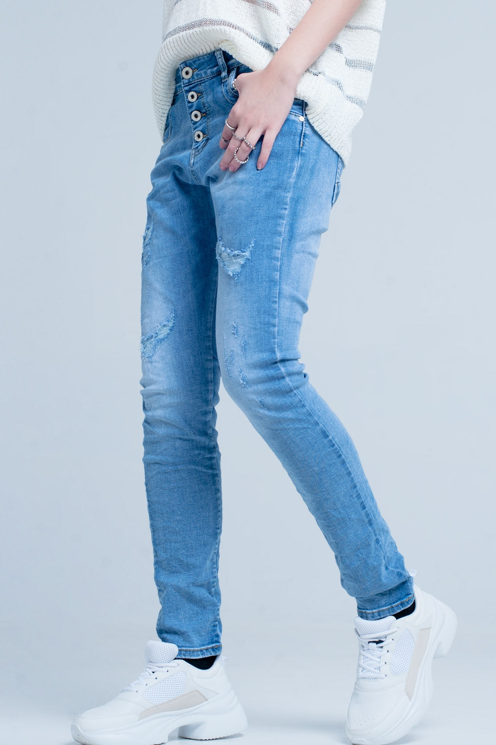 Q2 Boyfriend jeans invecchiati