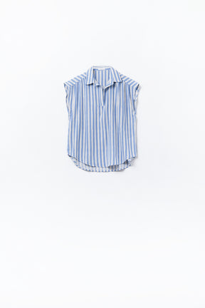 Camicetta a righe con maniche scese in blu