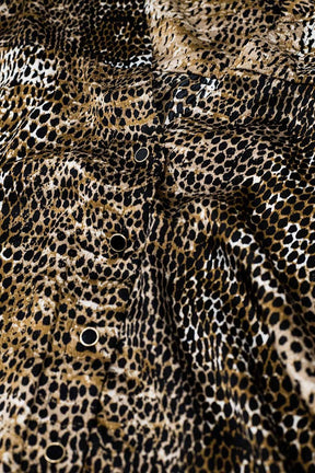 camicetta in chiffon con stampa leopardata marrone