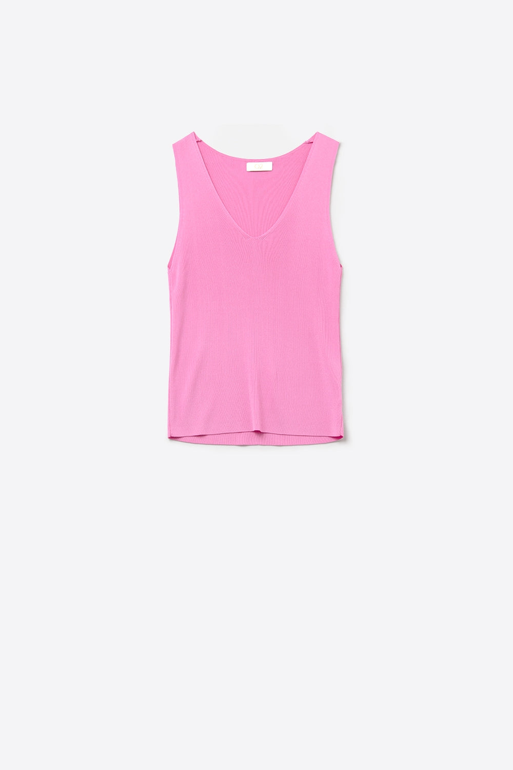 Q2 Camicetta smanicata color fucsia con scollo a V
