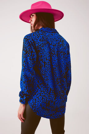 Camicia animalier in blu