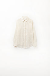 Q2 camicia beige all'uncinetto con dettagli ricamati