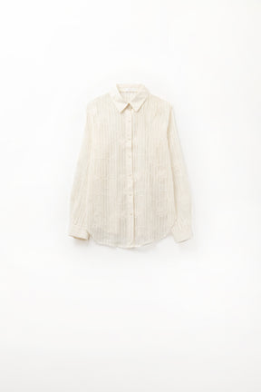 Q2 camicia beige all'uncinetto con dettagli ricamati