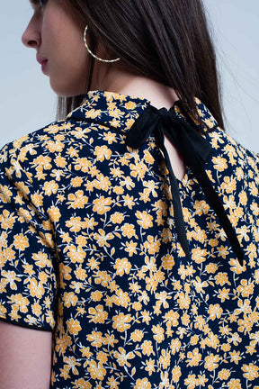 Camicia con stampa di fiori gialli