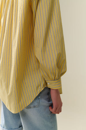 camicia di popeline a righe gialle impreziosita con strass