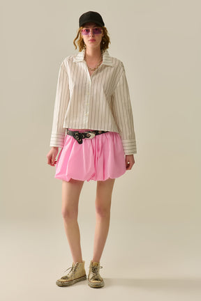 camicia di popeline bianca a righe tagliata