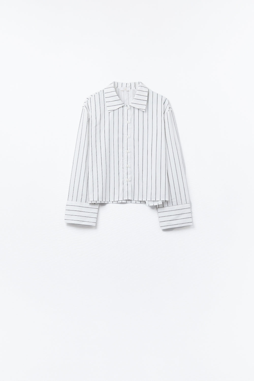camicia di popeline bianca a righe tagliata