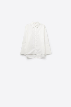camicia in popeline bianco con polsini extra larghi