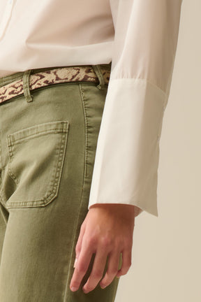 camicia in popeline bianco con polsini extra larghi