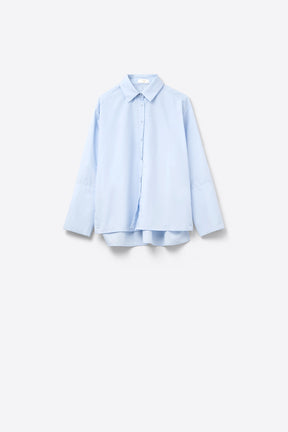 Q2 Camicia in popeline blu con polsini extra larghi