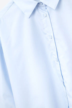 Camicia in popeline blu con polsini extra larghi
