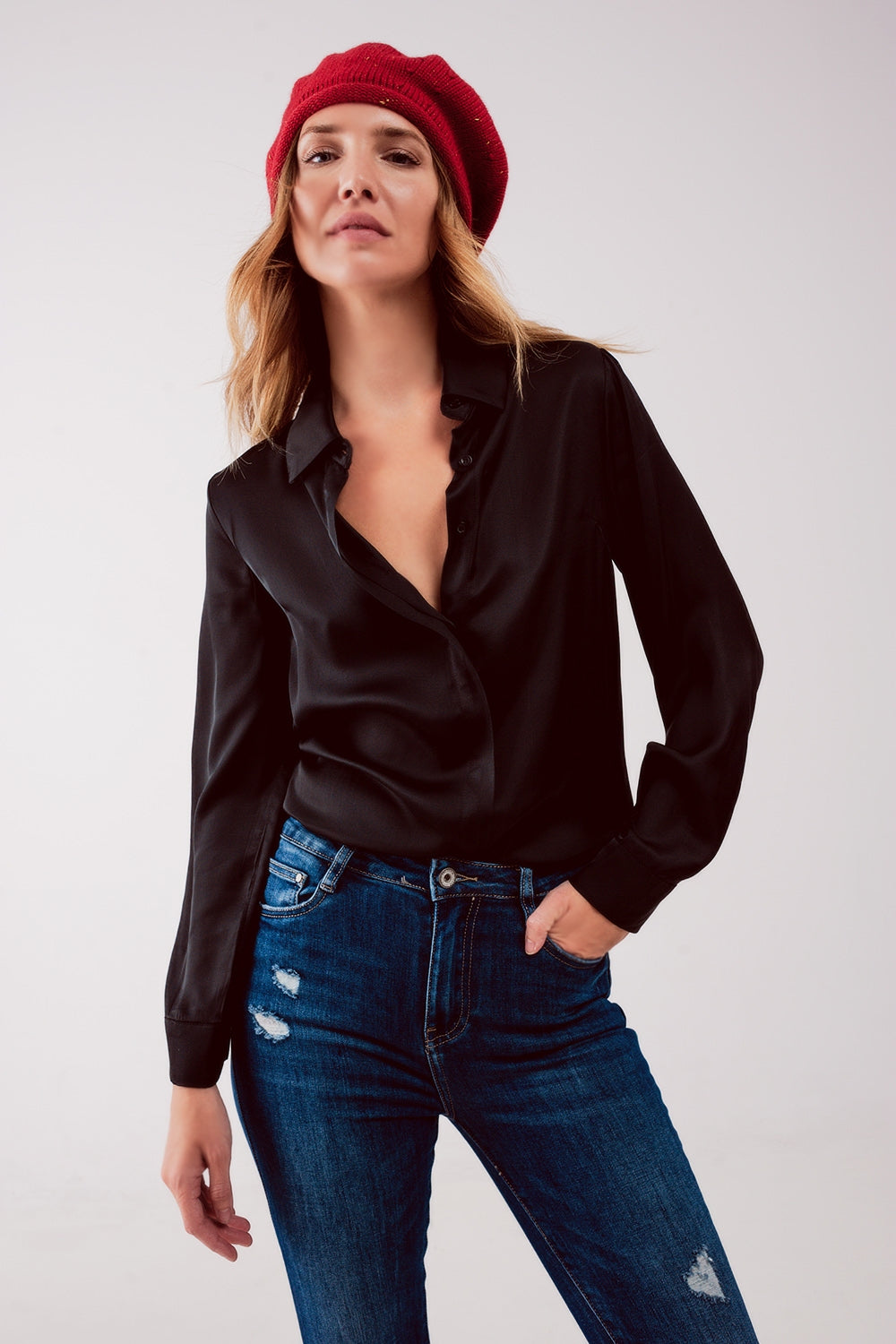 Camicia in raso nera