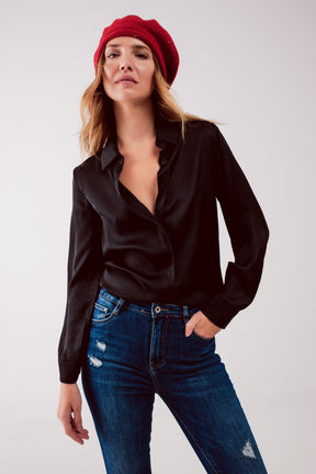 Camicia in raso nera