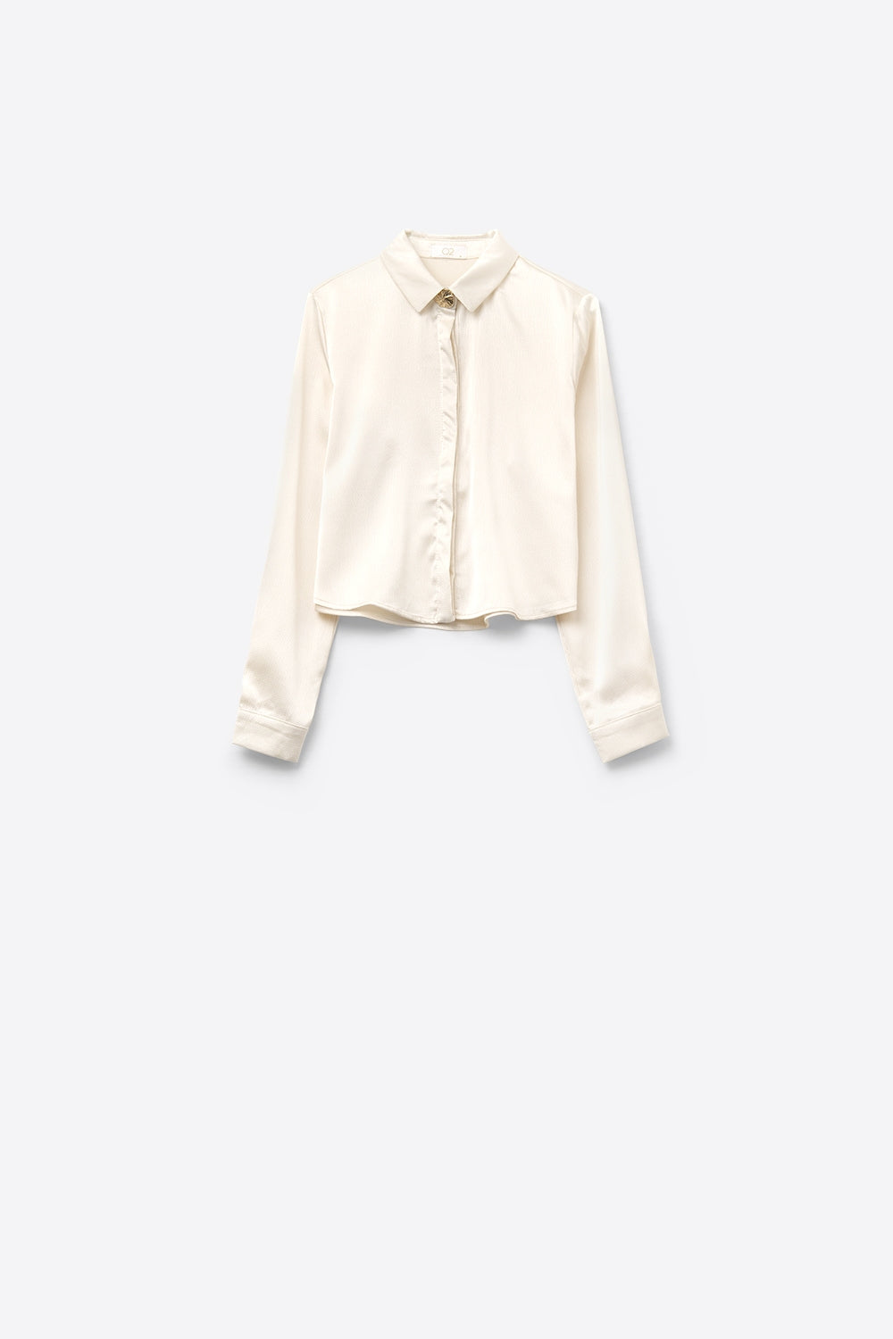 Q2 Camicia in raso testurizzato color crema