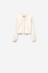 Q2 Camicia in raso testurizzato color crema