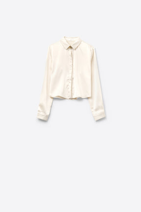 Q2 Camicia in raso testurizzato color crema