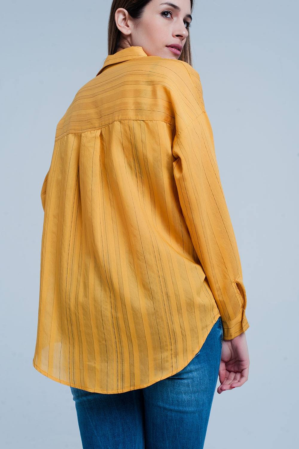 Camicia mustard oversize a righe