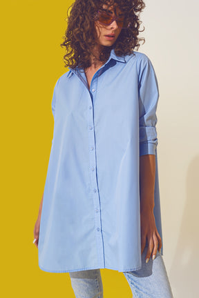 Q2 Camicia oversize in azzurro